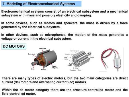 7. Modeling of Electromechanical Systems