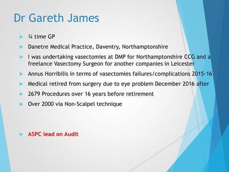 Dr Gareth James ¾ time GP