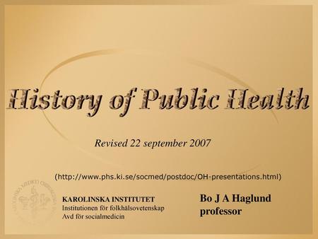 History of Public Health