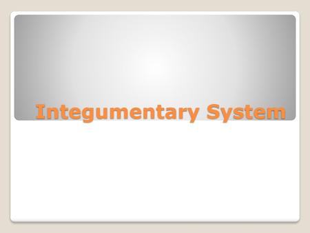 Integumentary System.