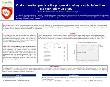 Vital exhaustion predicts the progression of myocardial infarction-