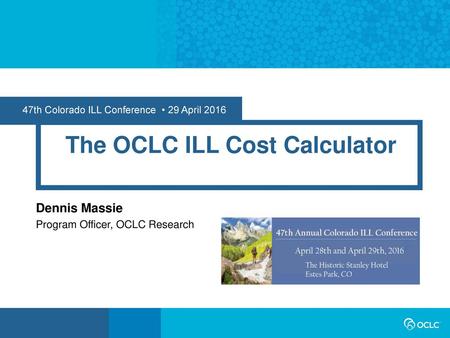 The OCLC ILL Cost Calculator