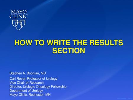 HOW TO WRITE THE RESULTS SECTION