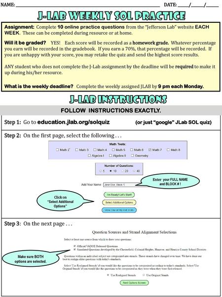 J-LAB Weekly SOL PRAcTICE