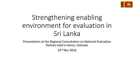 Strengthening enabling environment for evaluation in Sri Lanka