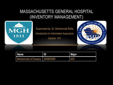 Massachusetts General Hospital (Inventory Management)