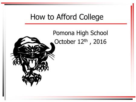 Pomona High School October 12th , 2016