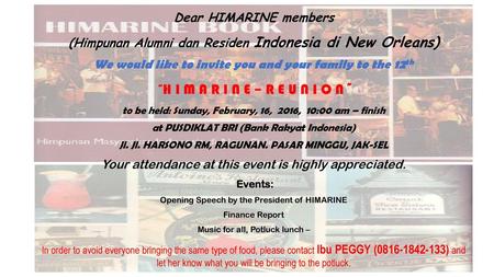 “H I M A R I N E – R E U N I O N” Dear HIMARINE members