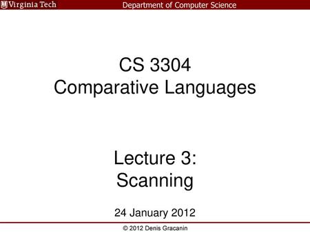 CS 3304 Comparative Languages