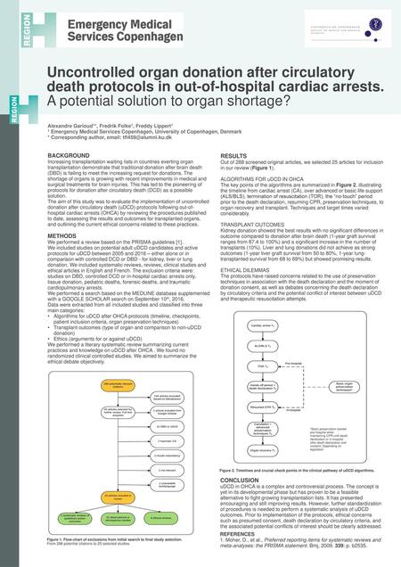 Uncontrolled organ donation after circulatory death protocols in out-of-hospital cardiac arrests. A potential solution to organ shortage? Alexandre Garioud1*,