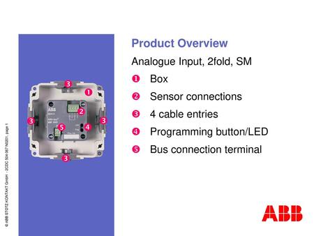 Product Overview Analogue Input, 2fold, SM  Box  Sensor connections