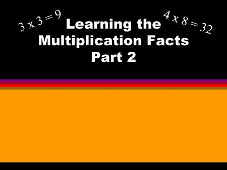 Learning the Multiplication Facts Part 2