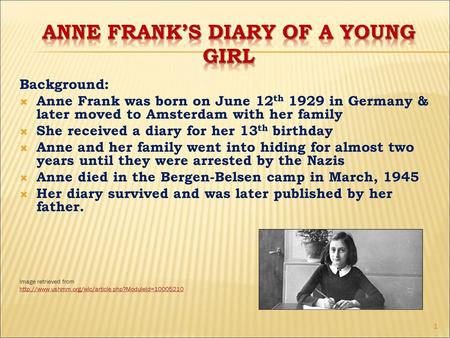 Anne frank’s diary of a young girl