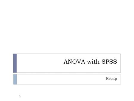 ANOVA with SPSS Recap.