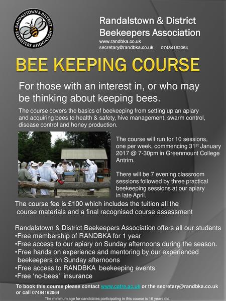 BEE KEEPING COURSE Randalstown & District Beekeepers Association