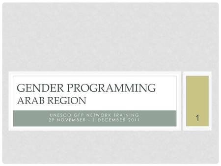 Gender Programming Arab Region