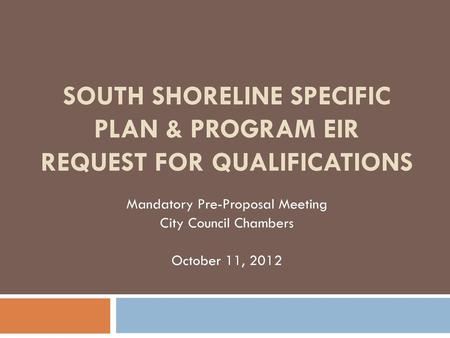 South Shoreline Specific Plan & Program EIR Request for Qualifications