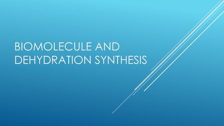 Biomolecule and Dehydration Synthesis