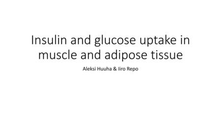 Insulin and glucose uptake in muscle and adipose tissue