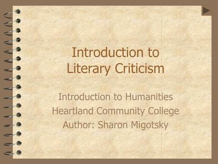 Introduction to Literary Criticism