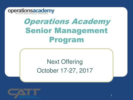 Operations Academy Senior Management Program