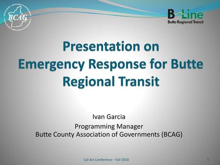 Presentation on Emergency Response for Butte Regional Transit