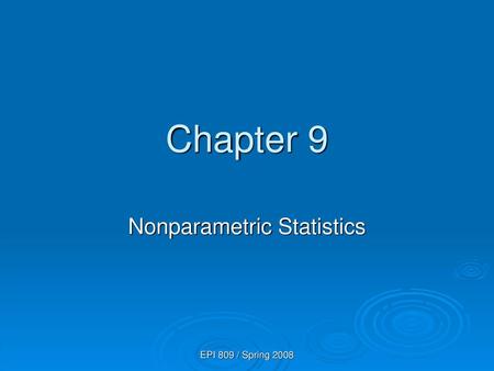 Nonparametric Statistics