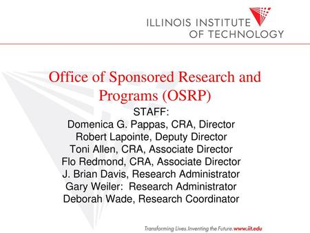 Office of Sponsored Research and Programs (OSRP)