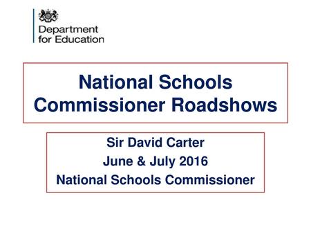 National Schools Commissioner Roadshows