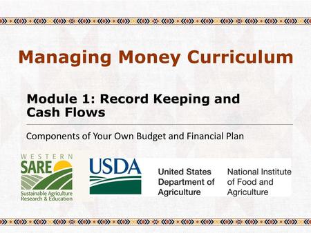 Module 1: Record Keeping and Cash Flows