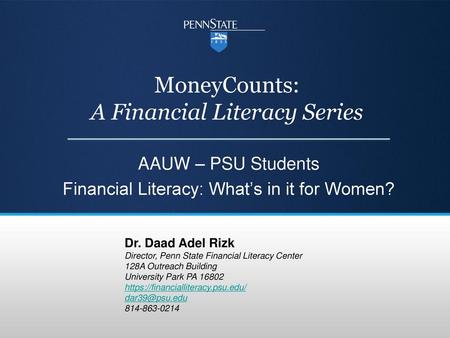 MoneyCounts: A Financial Literacy Series