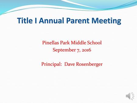 Title I Annual Parent Meeting