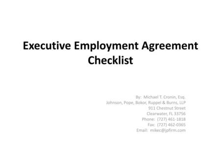 Executive Employment Agreement Checklist