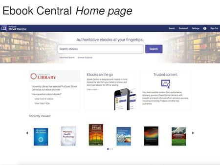 Ebook Central Home page