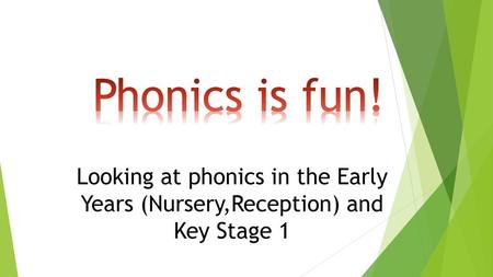 Looking at phonics in the Early Years (Nursery,Reception) and