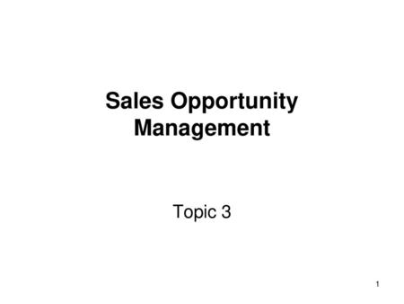 Sales Opportunity Management