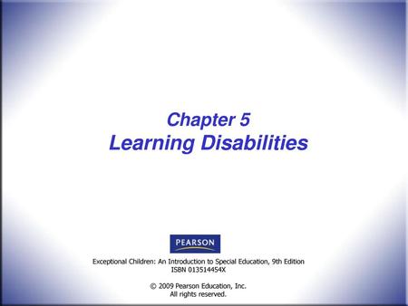 Chapter 5 Learning Disabilities