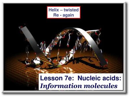 Lesson 7e: Nucleic acids: Information molecules