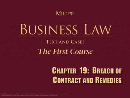 Chapter 19: Breach of Contract and Remedies