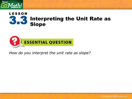 Interpreting the Unit Rate as Slope