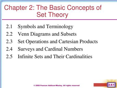 Chapter 2: The Basic Concepts of Set Theory