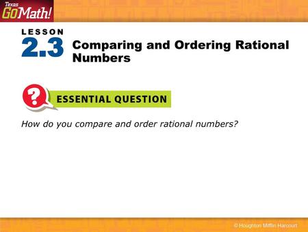 Comparing and Ordering Rational Numbers