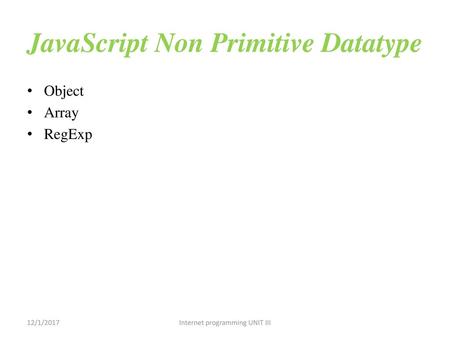 JavaScript Non Primitive Datatype