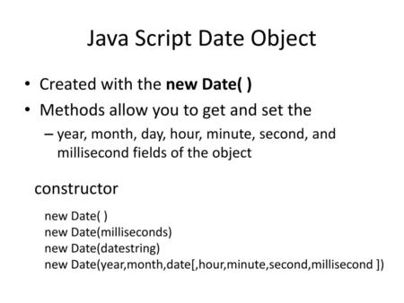 Java Script Date Object