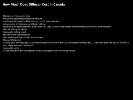 How Much Does Diflucan Cost In Canada