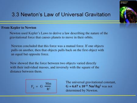 3.3 Newton’s Law of Universal Gravitation