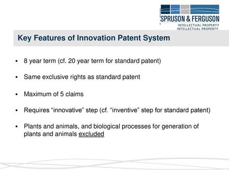 Key Features of Innovation Patent System