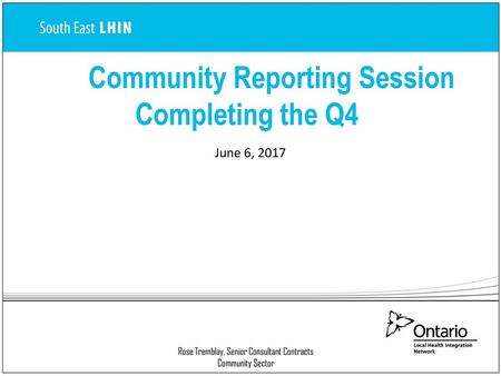 Community Reporting Session Completing the Q4