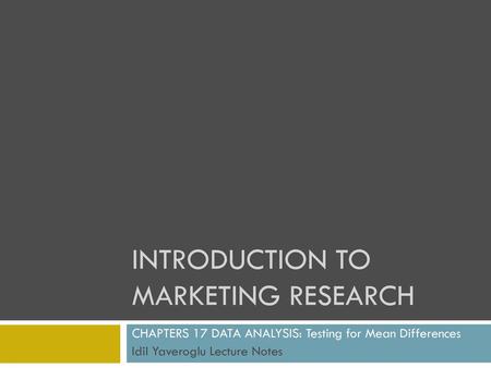 Introduction to Marketing Research