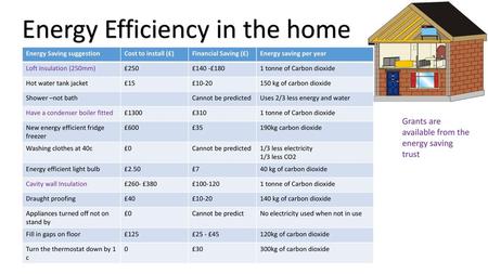 Energy Efficiency in the home